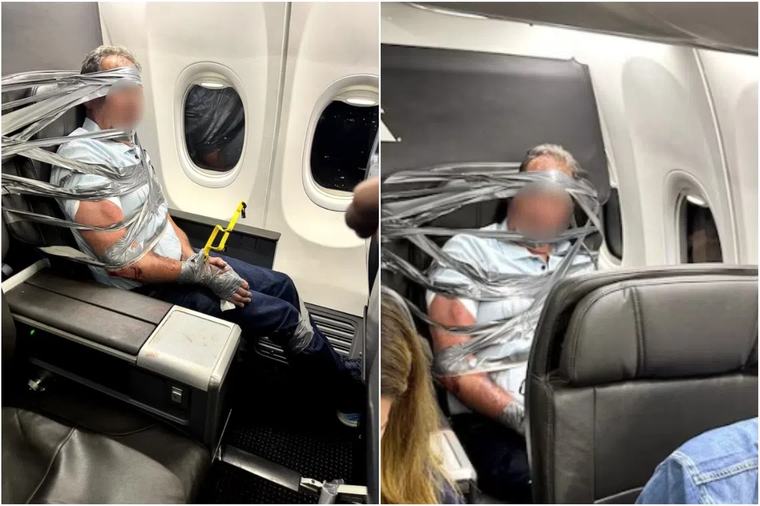 Unruly passenger restrained with duct tape during US flight