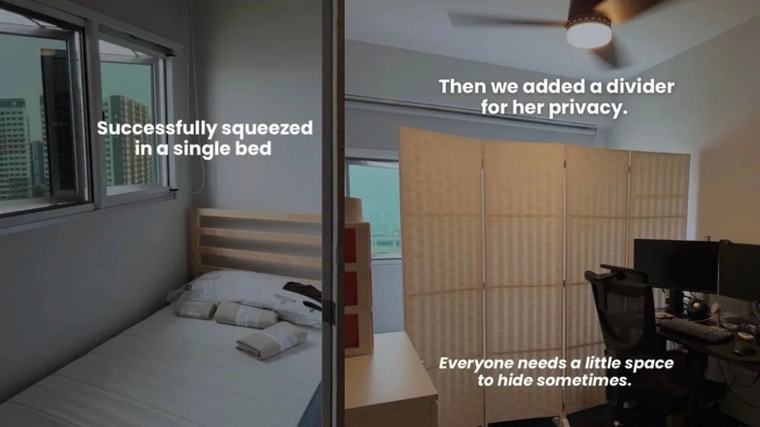 Singapore couple called out for only giving helper a tiny bedspace in the home office in their 4-room BTO