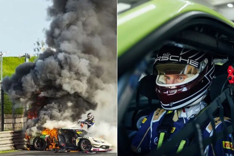 Driver thanks ‘superhero’ rival for saving him from flaming race car