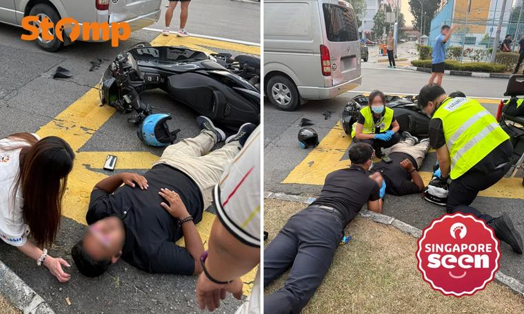 Motorcyclist, 25, lies on road after accident with van in Yishun, assisting with investigations 0